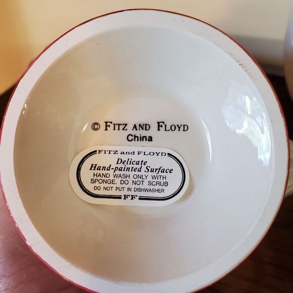 Fitz and Floyd Christmas Rose Hand Painted Tea Set 1995 - Picture 10 of 15